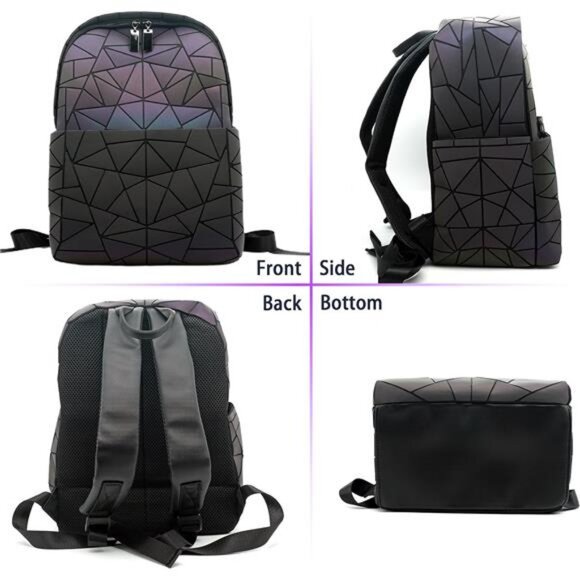Geometric Women\'s Backpack Geometries Glow Large Purse Laptop Backpack